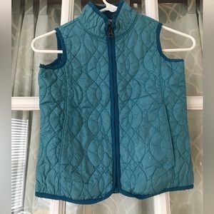 Land’s End Kids size 6X zip up turquoise vest with insulating curved pattern EUC